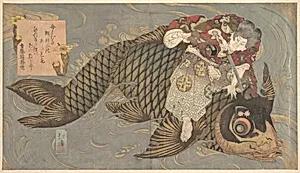 A Man Slaying a Monster Carp with a Sword