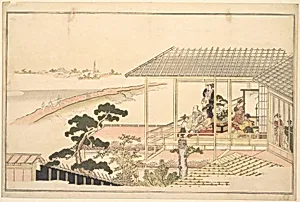 狂月坊|A Party of Merrymakers in a House in the Yoshiwara on a Moonlight Night by Kitagawa Utamaro