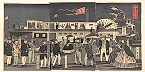 「亞墨利加國蒸氣車往来」|“America”: A Steamship in Transit