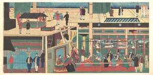 Amerika koku jōkisen naka no zu|Interior of an American Steamship