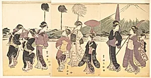 Women Parading in an Imitation of the Cortege of a Daimyo by Utagawa Toyokuni I