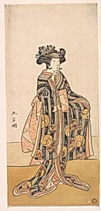 Yoshizawa Iroha as a Woman (Tomoe Gozen?) Standing on the Bank by Katsukawa Shunshō　勝川春章