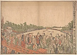 Ryogoku Kanjin Ōsumō sei-ten oatari hanjo no zu by Katsukawa Shunshō　勝川春章