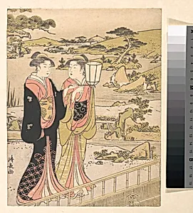 Two Women in a Garden by Torii Kiyonaga