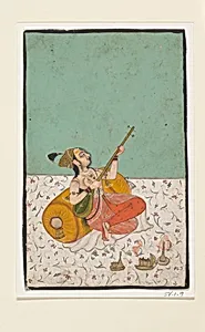 Lady Musician Playing a Sitar