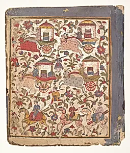 Procession of Carriages Carrying Booty: Page from a Dispersed Bhagavata Purana Manuscript