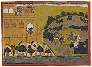 Rama Releases the Demon Spies Shuka and Sarana: Folio from the Siege of Lanka series by Manaku