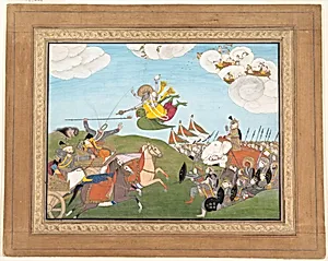 Vishnu as Varaha, the Boar Avatar, Slays Banasur, A Demon General: Page from an Unknown Manuscript