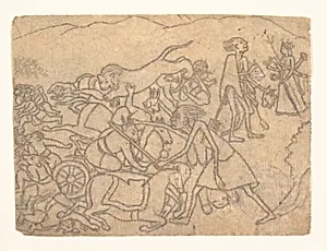 Kali Presenting the Heads of Chanda and Munda to Durga: Scene from the Devi Mahatmya (Glory of the Goddess)