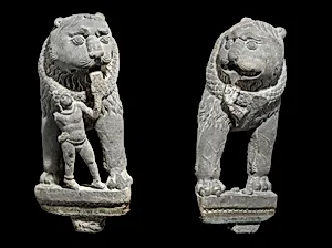 Pair of Lions with Attendant