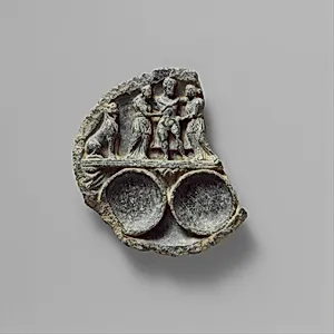 Dish with the Drunken Hercules Supported by Two Women and Flanked by a Lion