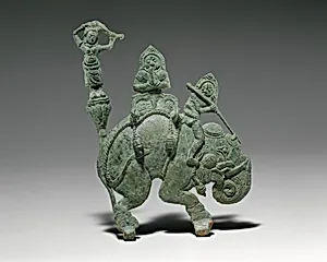 Demons on an Elephant with Nan Brah Dharani, the Earth Goddess, Wringing Water from Her Hair