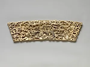 Plaque with dragon, pheasant, quail, and other birds amidst bamboo and plum blossom