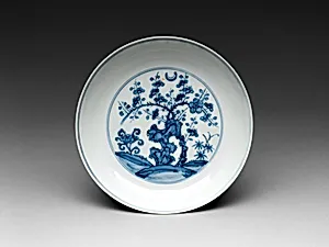 Dish with Blossoming Plum and Crescent Moon