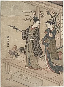 Gentleman Taking Leave of His Lady on a Veranda by Suzuki Harunobu