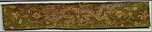 Horizontal Panel with Profile Dragon amid Flowers
