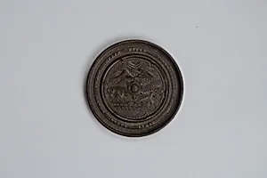 Mirror with Decoration of Japanese Landscape: Pines on Shore and Crescent Moon over Mountains