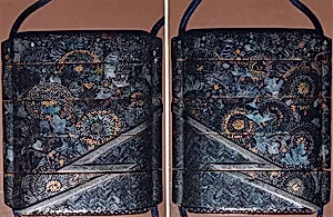 Case (Inrō) with Designs of Chrysanthemums and Bamboo-Woven Fence
