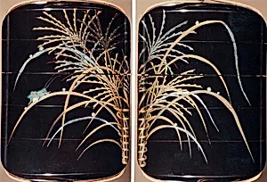 Case (Inrō) with Design of Dewdrops and Insects on Autumn Grasses in Basket by Yamada Jōkasai (1681–1704)