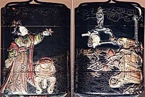 Case (Inrō) with Design of Chinese Woman at Court Feeding a Parrot
