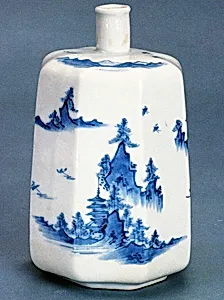Octagonal Sake Bottle with Landscape Design