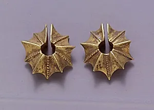Pair of Ear Clips in the Shape of a Starfruit by Unknown Artist