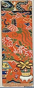 Sutra or Book Cover with Phoenix and Potted Plants