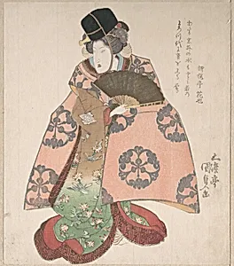 Kabuki Actor in a Female Role Standing with a Fan by Utagawa Kunisada