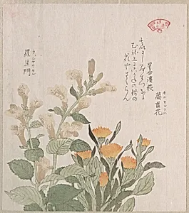 The Common Marigold and The Rajoman Flowers by Kubo Shunman