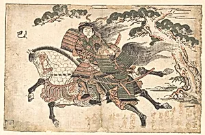 Tomoe Gozen Killing Uchida Saburo Ieyoshi at the Battle of Awazu no Hara by Ishikawa Toyonobu