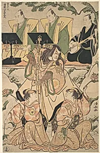 Actors in a Shosa (Combination of Acting and Dancing) Performance by Torii Kiyonaga