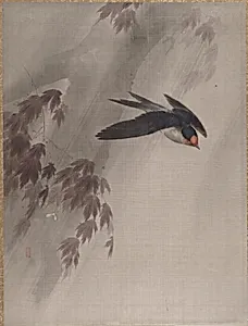 A Swallow in the Rain by Okada Baison