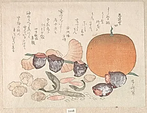 Orange, Dried Persimmons, Herring-Roe and Different Nuts; Food Used for the Celebration of the New Year by Ryūryūkyo Shinsai