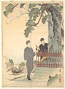 Two Japanese Men in Western Dress by Shunko