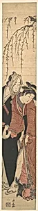 A Couple of Lovers Playing with a Monkey by Torii Kiyonaga