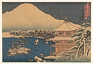 Kinkakuji seen in Falling Snow by Hasegawa Sadanobu