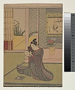 Young Man Playing a Noh Drum by Suzuki Harunobu