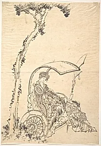 Lady in a Chariot by Katsushika Hokusai