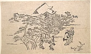 Kiyomidzu Temple in Kyoto by Hishikawa Moronobu 菱川師宣