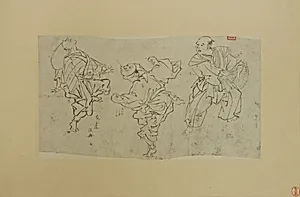 Three Kyōgen Dancers by Kawanabe Kyōsai 河鍋暁斎