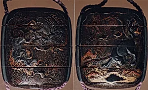 Case (Inrō) with Design of Dragon (obverse); Tiger (reverse)