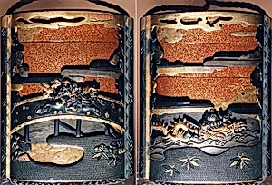 Case (Inrō) with Design of Chōryō and Kōsekikō with Plants, Waves and Clouds