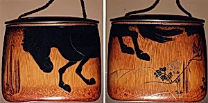 Case (Inrō) with Design of Horse and Autumn Grasses by Shibata Zeshin