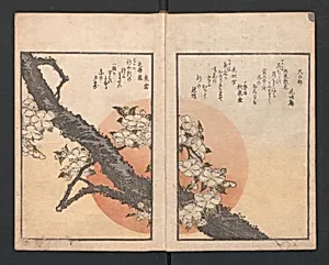 One Hundred Comic Poems of the Flower, One of the Three Friends, Tsuki, the Moon, Yuki, the Snow, and Hana, the Flower (Sansai hana hyakushu) 三才花百首 by Totoya Hokkei