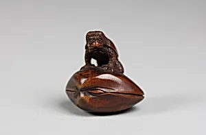 Netsuke of a Kappa on a Clamshell by Unknown Artist