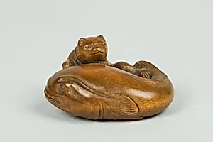 Netsuke of Carp and Cat