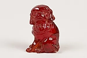Netsuke of Seated Dog (one of a pair)