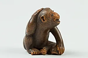 Netsuke of Monkey with a Bee on His Back