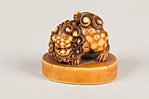 Netsuke of Qilin on a Pedestal
