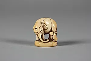 Netsuke of Elephant and Monkey